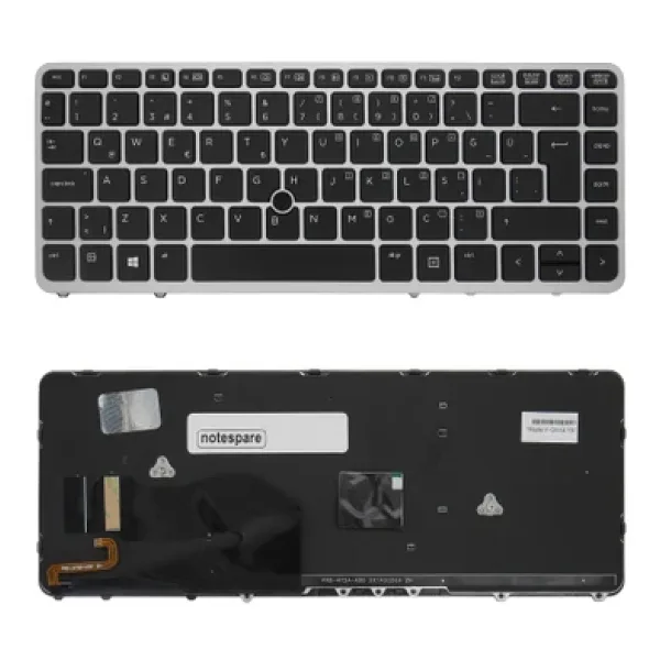 Hp Uyumlu Elitebook 840 G2 (W4t74ec), 840 G2 (W8j60ec) Işıklı Klavye Gümüş Çerçeveli Tr