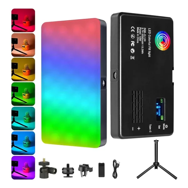 HyMark RGB-CL120 LED Video Fotoğraf Dolgu Işığı 9000K LCD Ekran 20 Efekt DSLR Vlog Canlı Yayın