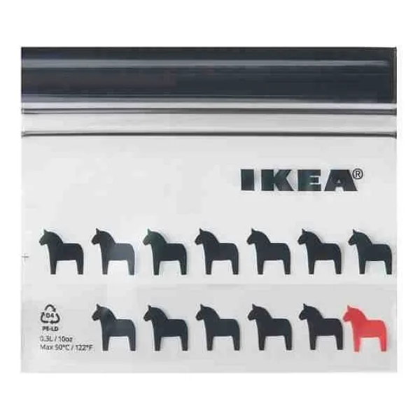 IKEA Akdeniz Istad Siyah-Desenli 0,3 Lt Kilitlenebilir Buzdolabı Poşeti