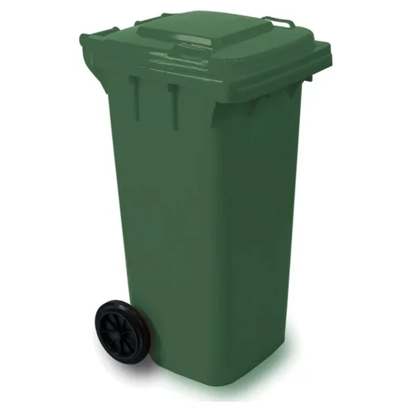 Kapaklı Tekerlekli Çöp Toplama Konteyneri Kutusu 120 Litre - 95 X 60 X 50 Cm. - Yeşil