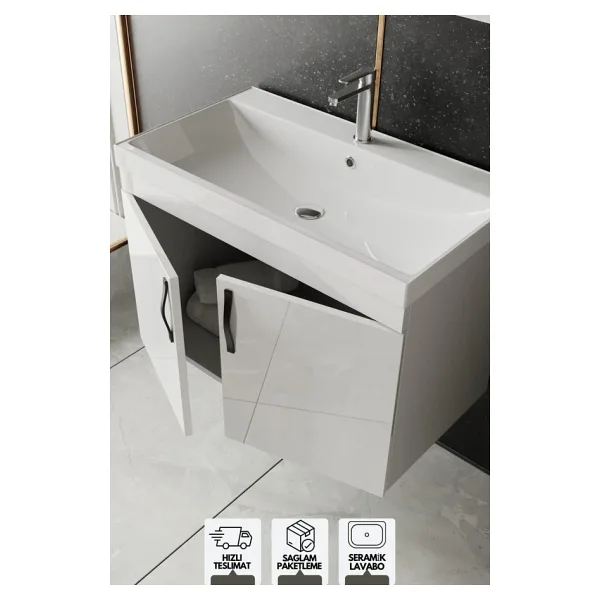 Karen Banyo Ege 80 cm Lavabolu Banyo Alt Dolabı