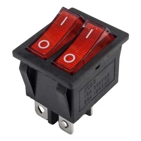 KCD4 İkili Işıksız ON-OFF Switch 4 Pin - Kırmızı