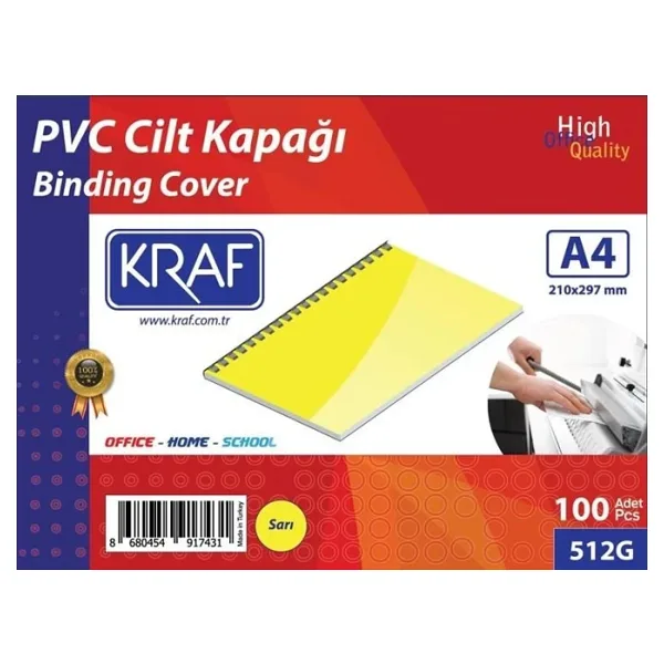 Kraf Cilt Kapağı A4 160 Mic. 100 Lü Sarı 512G