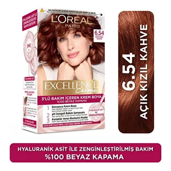 L'Oreal Paris Excellence Creme 6.54 Açık Kızıl Kahve Saç Boyası
