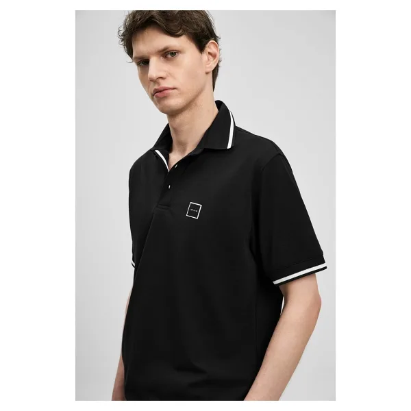 Lufian Grom Smart Siyah Kısa Kollu Polo Yaka Erkek Tişört