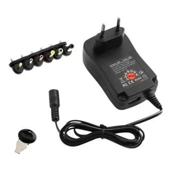 MANUAL-30W 3-12V Ayarlı Adaptör - 5V USB ve 6 Farklı Çıkış Ucu