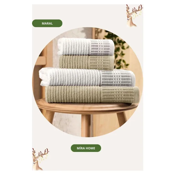 Mira Home 4 Parça Maral Battal %100 Pamuklu Banyo Havlu Takımı 90x160 Cm