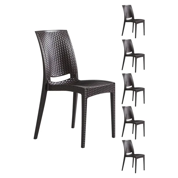 MOBETTO 6 Adet Rattan Kahve Sandalye / Balkon-bahçe-teras