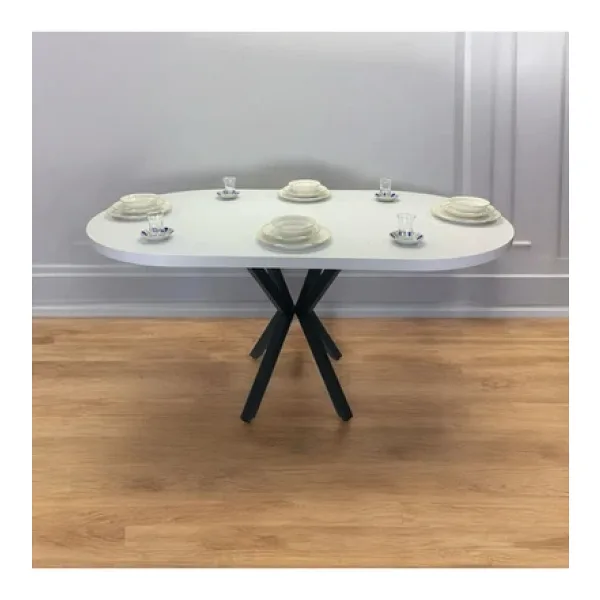 Mobilyacın Oval Yemek Masası 6 Kişilik 160 X 90 Beyaz
