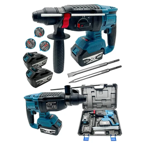 MOONSHOP Şarjlı Çift Akülü Darbeli Kırıcı Delici Hilti Kömürsüz Motor 2-26 Mm 2 Yıl Garantili Ürün.