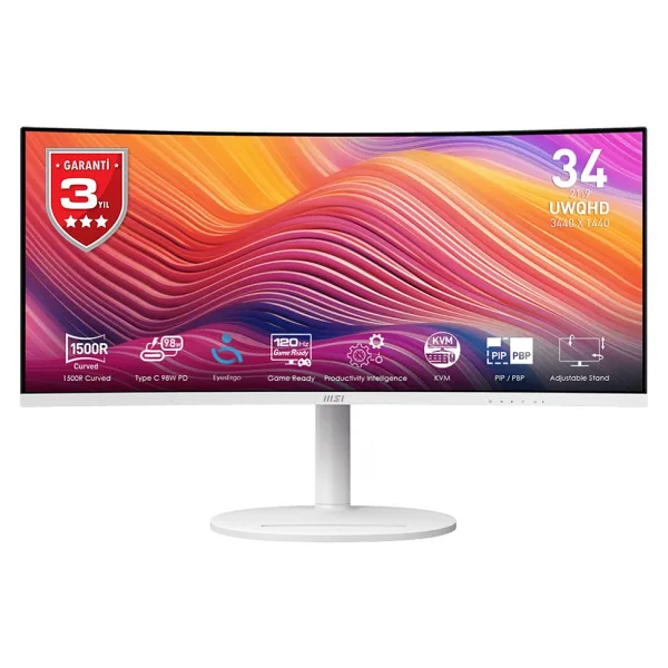 MSI Modern MD342CQPW 34" 1 ms UWQHD Curved 120 Hz Oyuncu Monitörü