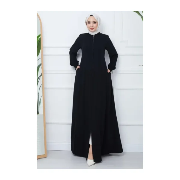 Parçalı Battal Beden Mevlana Ferace Siyah HM02362