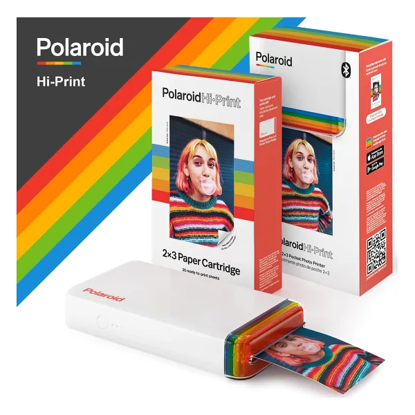 Polaroid Hi-Print 2x3 Beyaz Taşınabilir Bluetooth Foto Yazıcısı ve 20LI Film