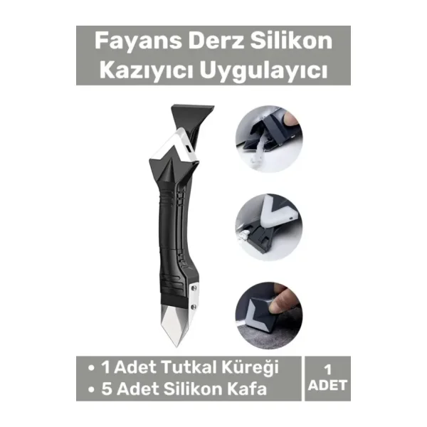 Premium Mutfak Banyo Fayans Derz Silikon Kazıyıcı Sıyırıcı Doğrayıcı Uygulayıcı 3 in 1 Aparat
