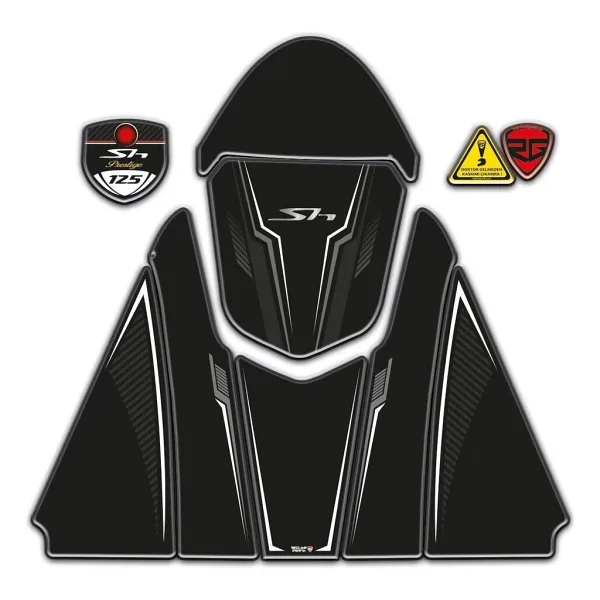 Redline Grafik Honda SH 125 2024-2025 Uyumlu Siyah Beyaz Tank Pad