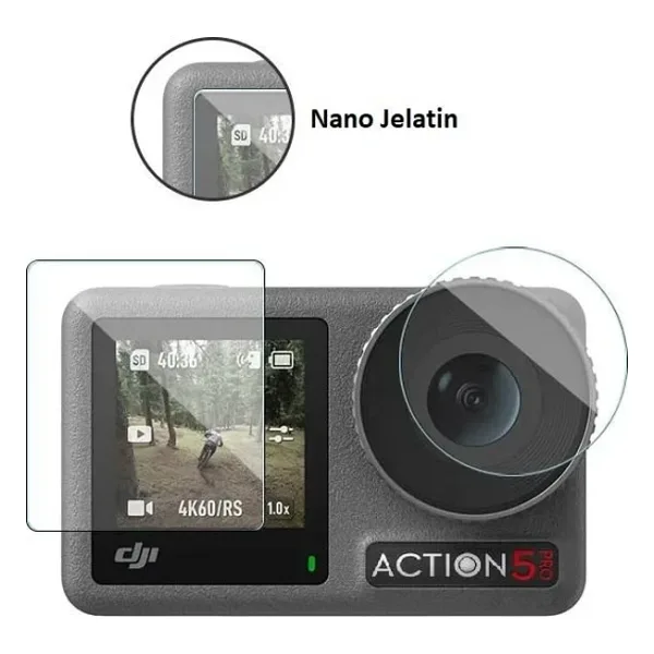 Rova DJI Osmo Action 5 Pro Uyumlu Şeffaf Ekran koruyucu Nano Jelatin