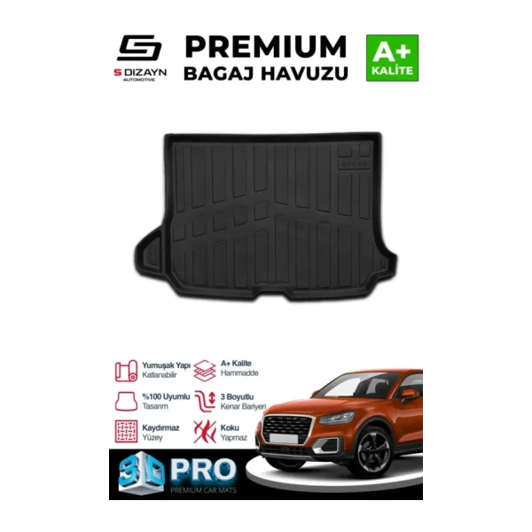 S-Dizayn Audi Q2 3D Pro Bagaj Havuzu 2016 Üzeri A+ Kalite
