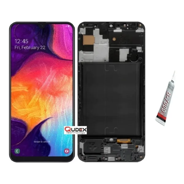 Samsung A50,A505 Oled Ekran Dokunmatik Çıtalı (Siyah) B7000 Yapıştırıcı