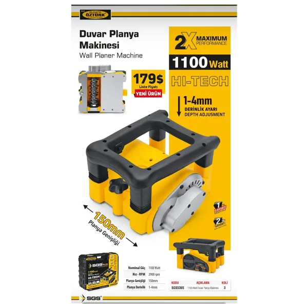 Sgs Plus SGS5305 1100 W Duvar Planya Makinesi