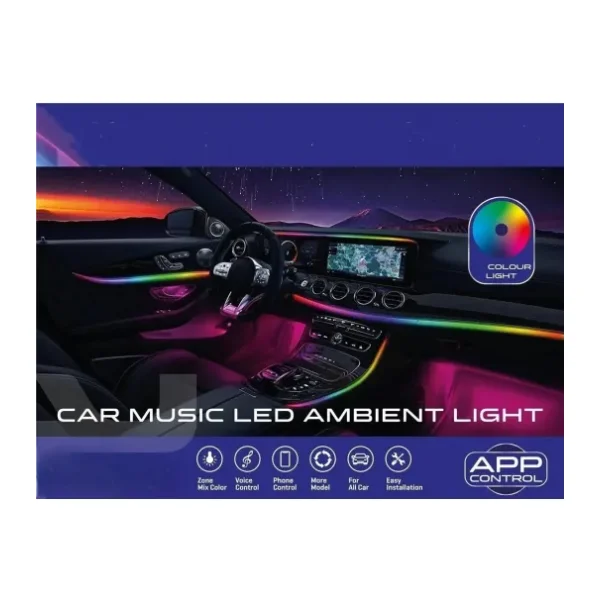 SOUNDCİTY Araç Içi Ambiyans Led Aydınlatma - 128 Renkli Müziğe Duyarlı Rbg Led Ambians Aydı