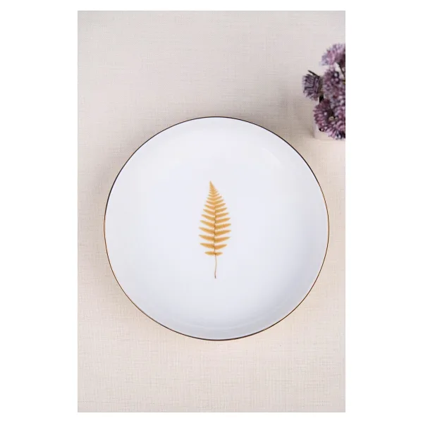 Tabak Evi Natura Fern Yaldızlı 18.5 cm Çukur Tabak