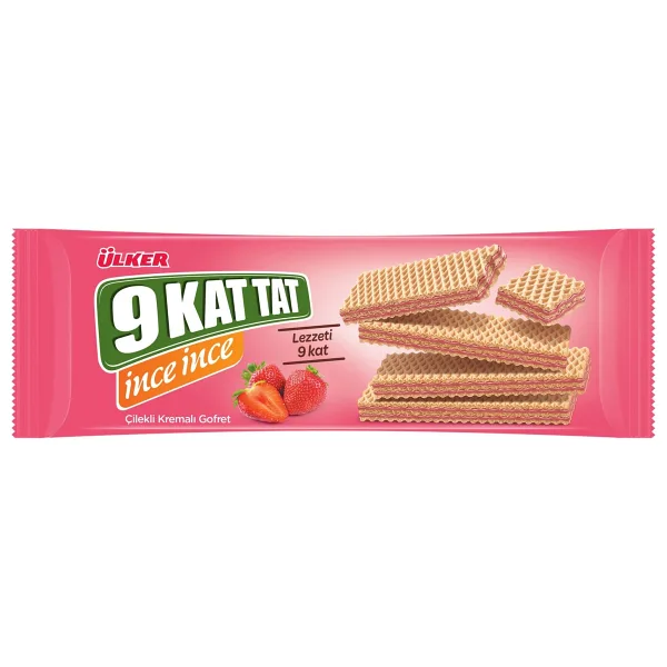 Ülker 9 Kat Tat İnce Çilekli Gofret 114 gr 16'lı