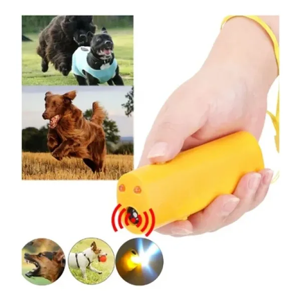 Ultrasonik Köpek Kovucu Ve Eğitici El Feneri Özellikli ( Pil Hediyeli) Sarı Renk