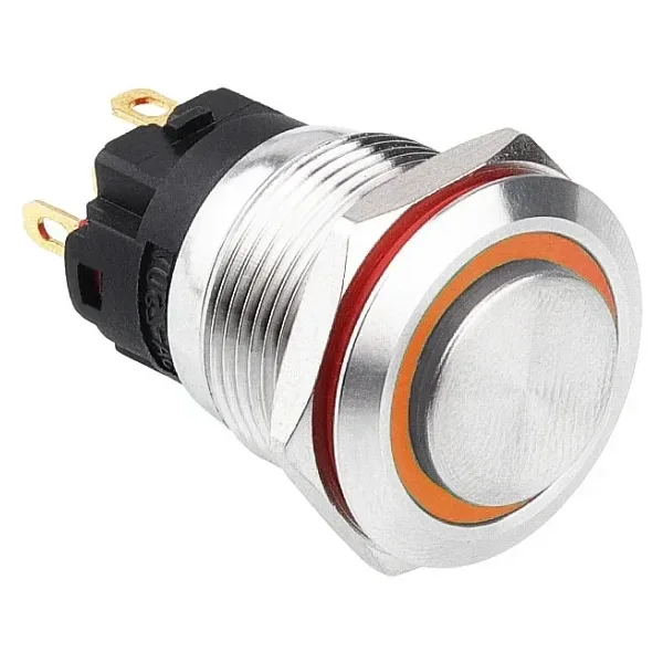 WD19A-G1-E 19mm Çıkık Yaylı Işıklı Metal Buton - Sarı