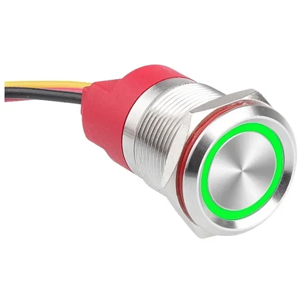WD19T-P2-E 19mm Dokunmatik Touch Metal Buton - Yeşil