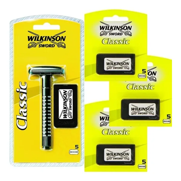 Wilkinson Sword Classic Manuel Tıraş Makinesi, 20 Adet Wilkinson Tıraş Bıçağı Seti (4X5 Adet Jilet)