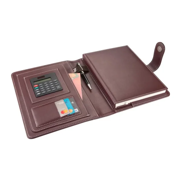 2K 5241 Ajanda TARİHSİZ Çizgili 17x24 cm. Ajanda/Defter Hesap Makineli Suni Deri Organizer, Bordo