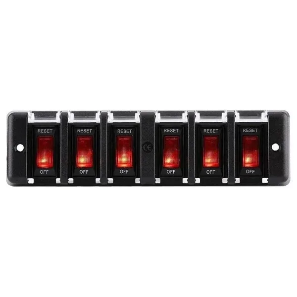 6'lı ON-OFF Kırmızı Işıklı Anahtar Switch Panel 12V 16A
