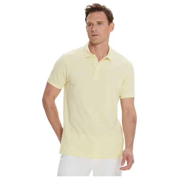 ALTINYILDIZ CLASSICS Erkek Sarı Slim Fit Dar Kesim Polo Yaka%100 Pamuk Kısa Kollu Tişört, Sarı, S