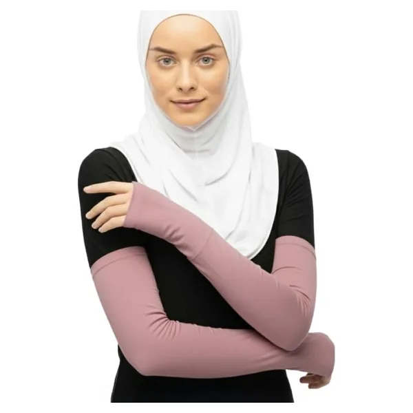 Altobeh Kesik Parmak Geçmeli Penye Tesettür Kolluk, Koyu Pembe