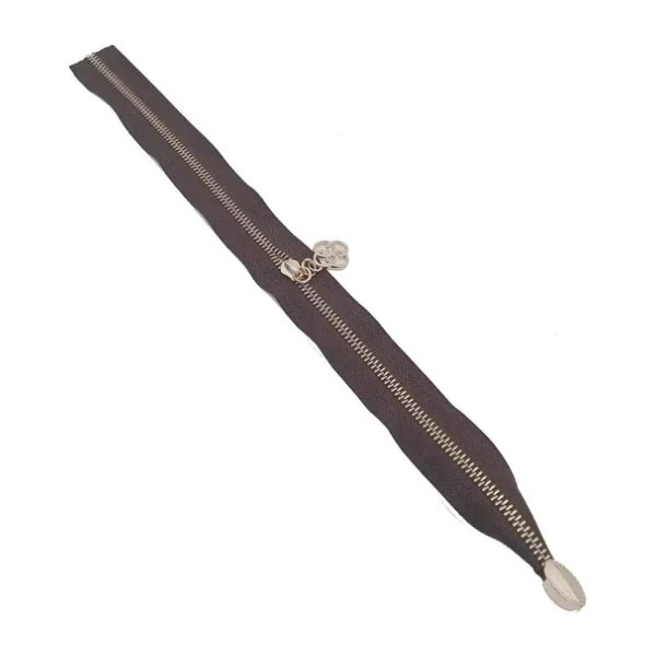 angel çanta aksesuar Tek Stoplu 45 Cm Fermuar Light Gold Metal Kahverengi Renk