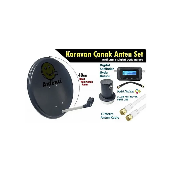 Antenci 40cm Karavan Çanak Anten Seti + Divisat Dijital Uydu Bulucu