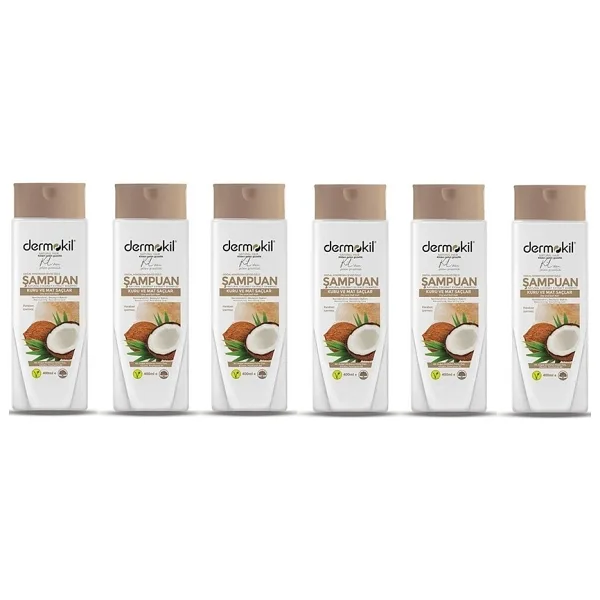 Dermokil Vegan Hindistan Cevizi Özlü Şampuan 400 ml 6'lı Set