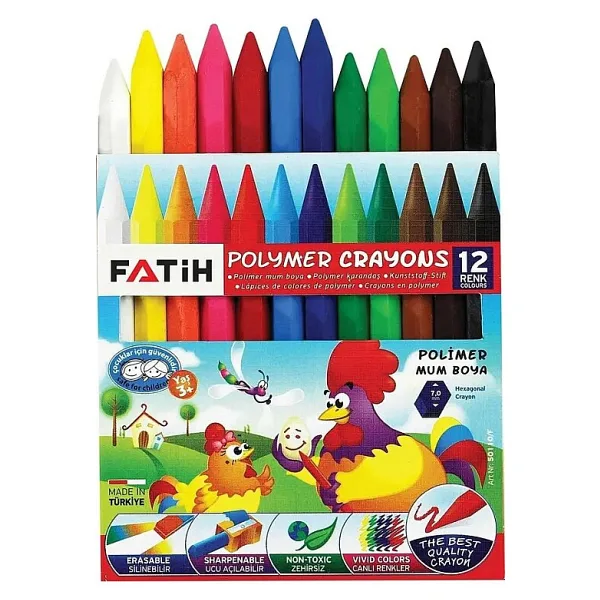 Fatih Polymer Crayons Kısa 12'li Mum Boya