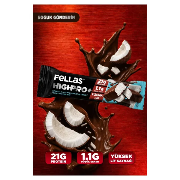 Fellas Çikolata Kaplı HighPro Protein Bar - Kurabiye Aromalı (50 g) - 12 Adet - 12 x 50 gr