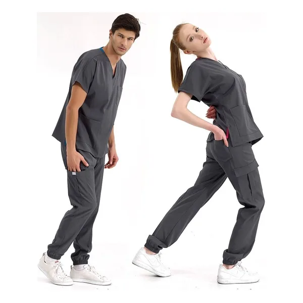 Füme Jogger Scrubs Lüks Likralı Greys Takım
