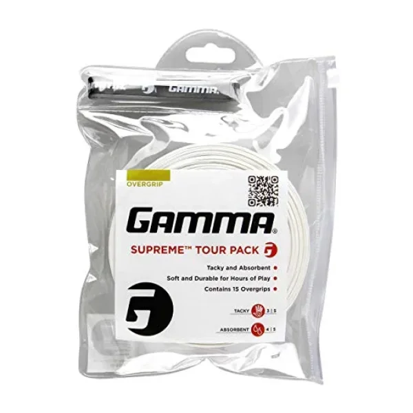 Gamma Sap Bandı Supreme Overgrip 15 Tour Pack, Beyaz, Tek Boy