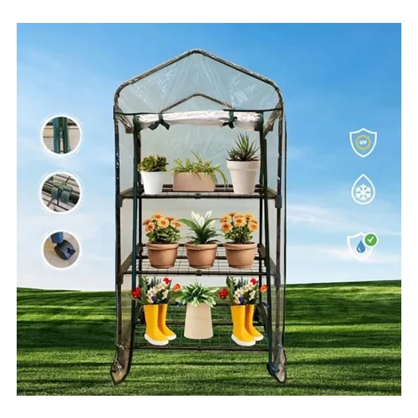 Gardener 16030 3 Katlı Tekerlekli Portatif Şeffaf Bahçe Serası - 69 cm x 49 cm x 125 cm