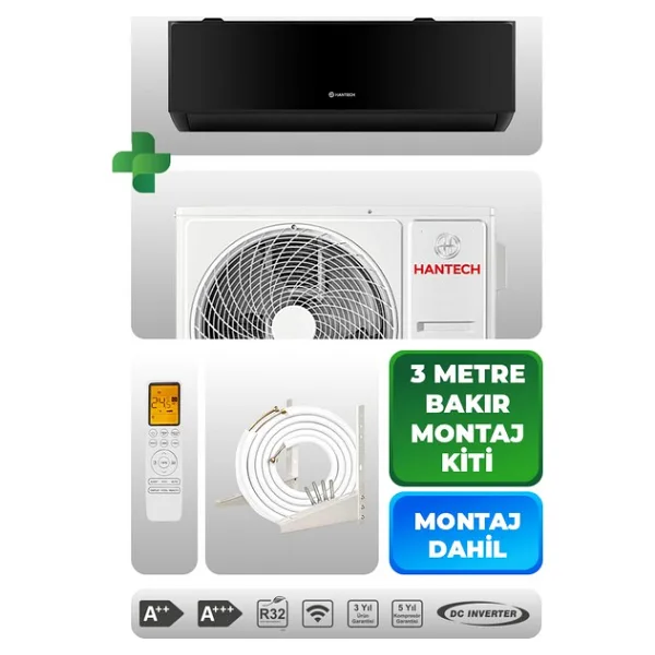 Hantech H Pro Siyah 12.000 Btu/h Split Klima (Montaj Dahil)