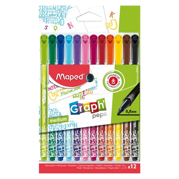 Maped Graph Peps 0.8 mm 12 Renk Keçeli Kalem