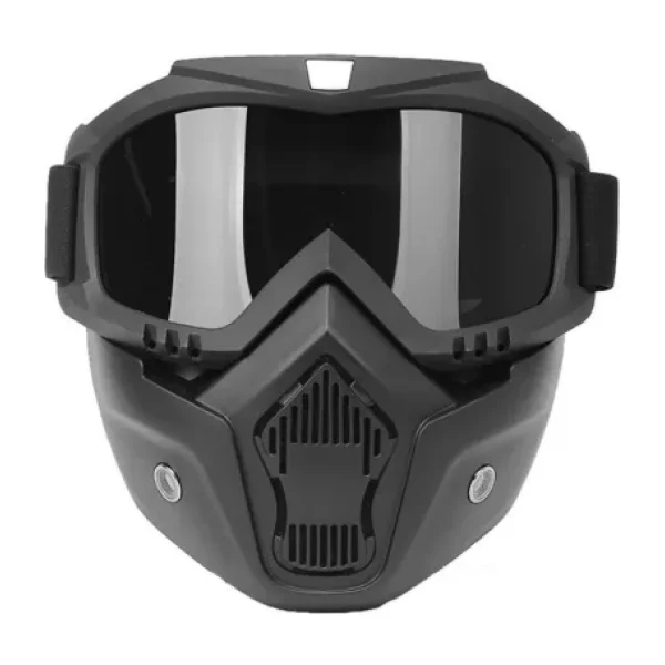Motoanl Cross Motosiklet Bisiklet Gözlüğü Açık Kask Maskesi Süngerli Bant Lastikli Jet Maske Siyah Camlı