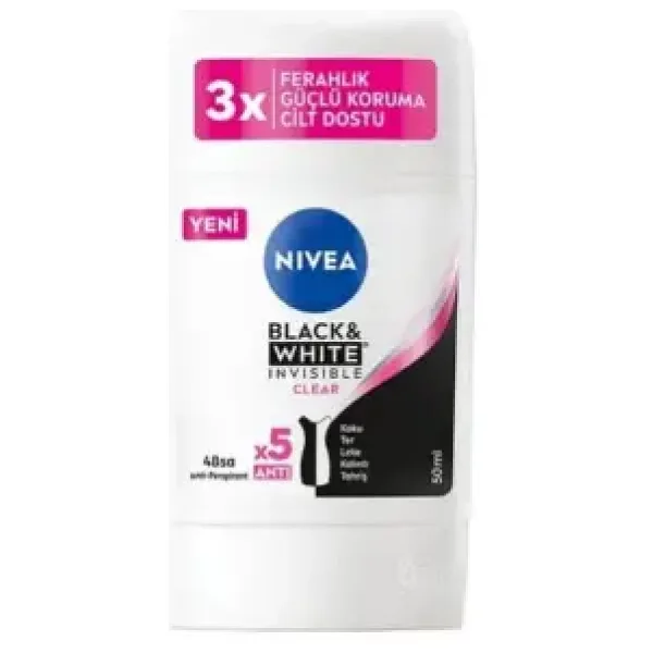 Nivea Invisible For Black & White Clear 50 ml Kadın Stick Deodarant