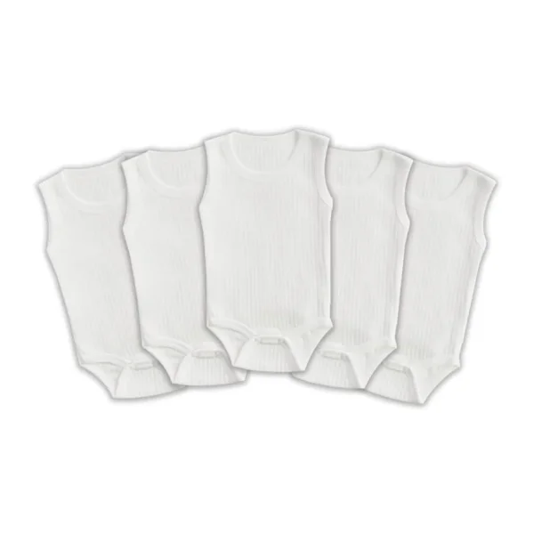 Novibaby 5'li 18-24 Ay Ribana Bebek Atlet Body Zıbın Beyaz Raporlu Çıtçıtlı 100% Pamuk