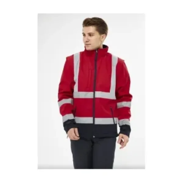 Orange Safety Softshell Mont Reflektörlü Kolları Çıkmalı Kırmızı