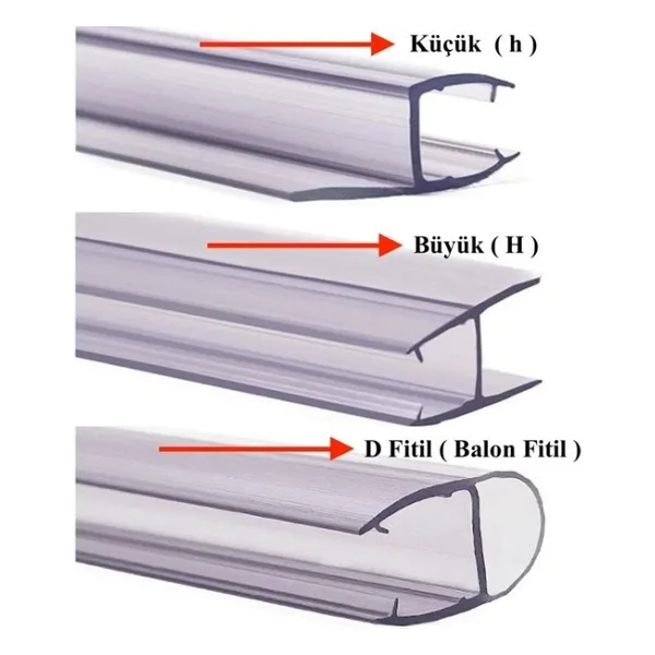 Özel Kesim Plastik Cam Balkon ve Cam Kapı Fitili Çıtası Büyük H, Küçük H, Balon D ve 10MM Küçük H - Balon D 8mm - 250