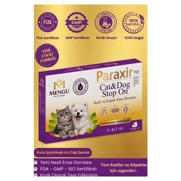 Paraxir Kedi İç Dış Bitkisel Parazit İç Dış Damlası Köpek İç Dış Anti Parazit Bit Pire Kene Damla Seti